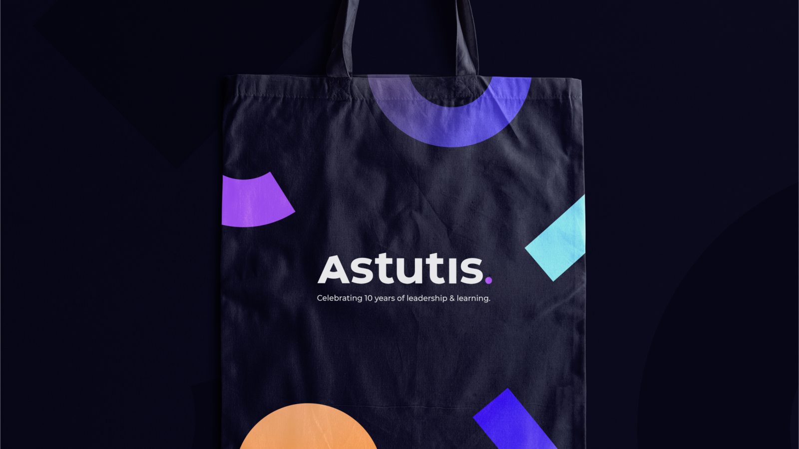A promotional black tote bag with 