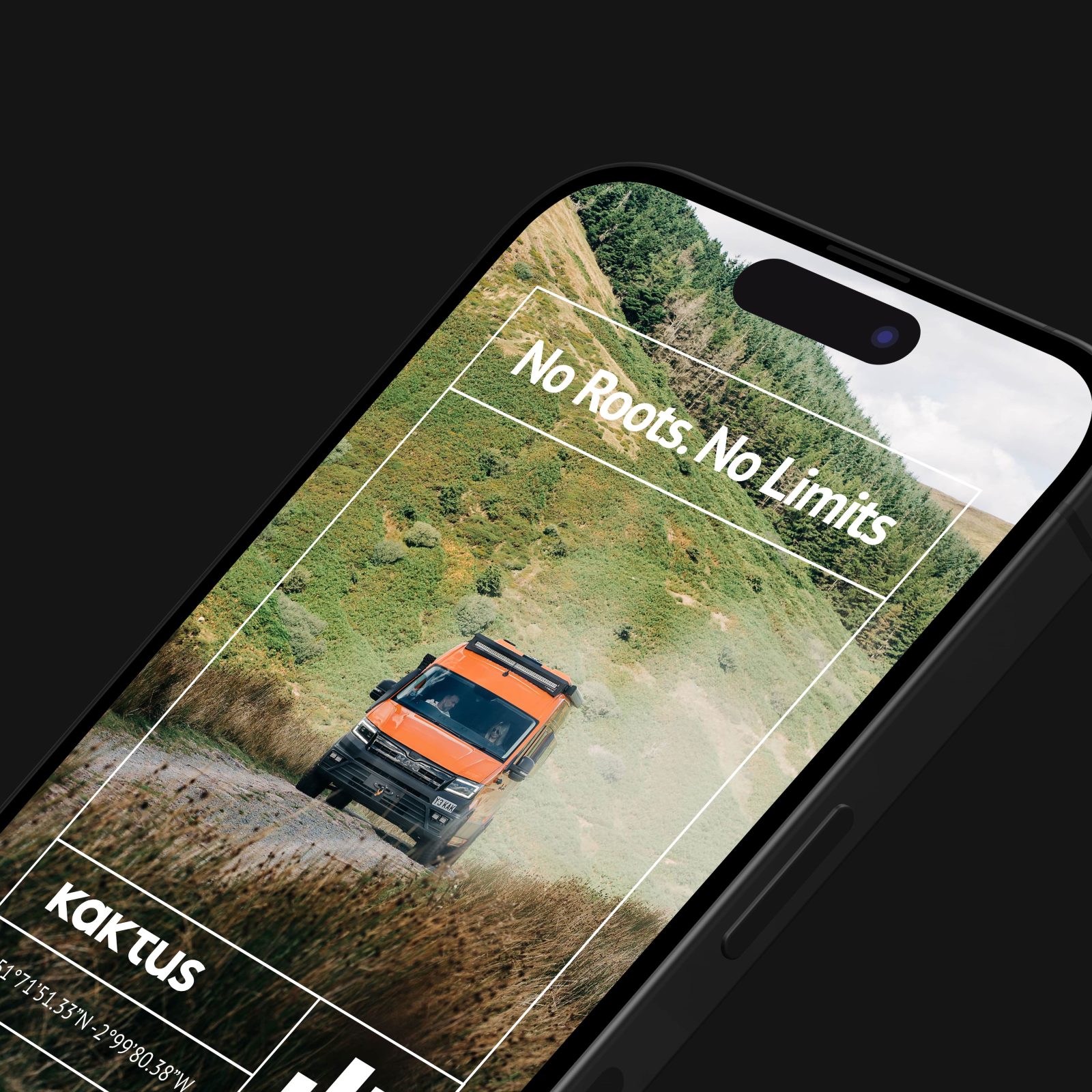 Smartphone displaying an adventurous ad featuring an off-road truck on a muddy field under the tagline 