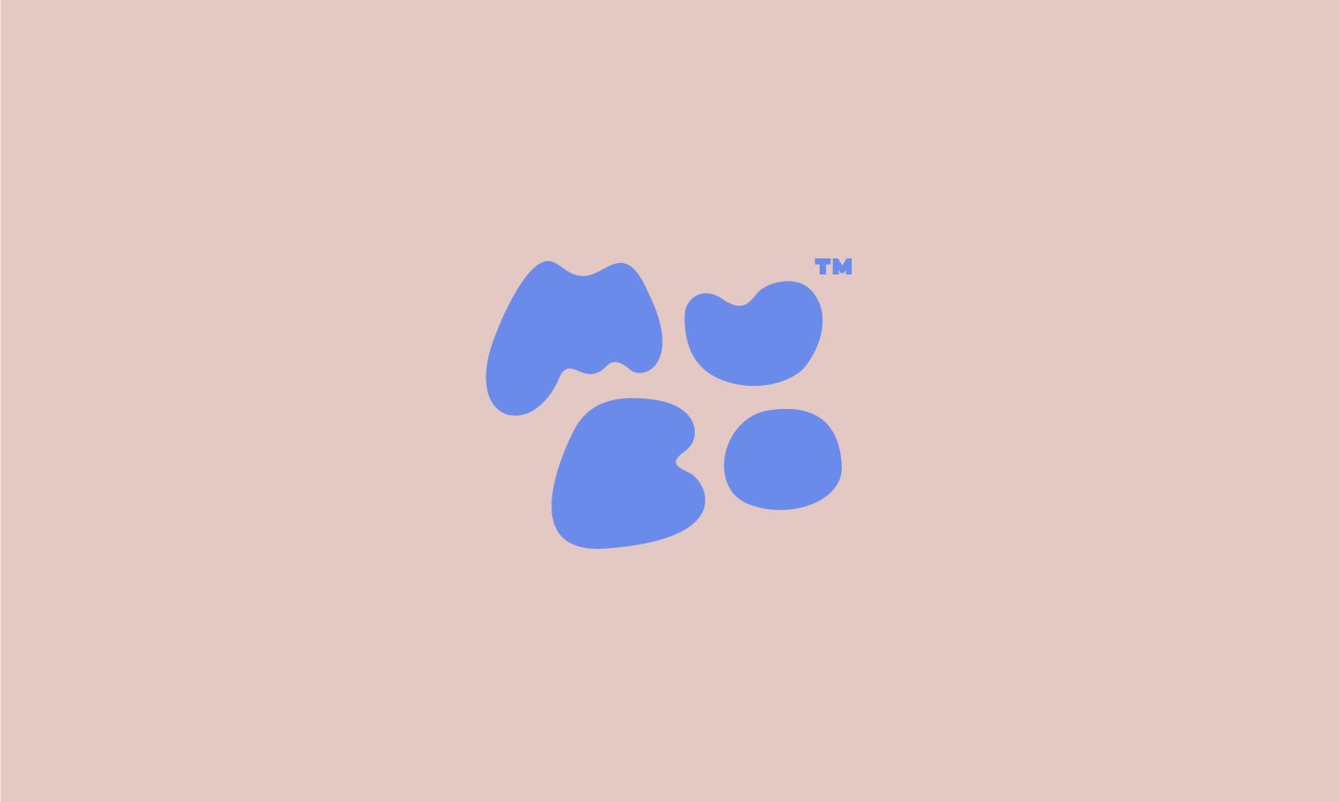 Abstract blue paw print logo with a trademark symbol on a pastel pink background, created by a leading Design Agency UK.