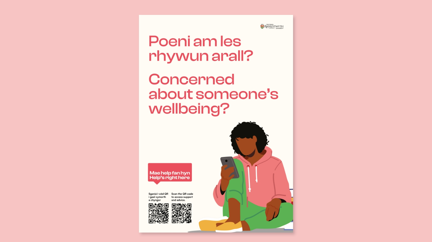 A poster designed by a Brand Agency UK featuring a person sitting cross-legged, using a smartphone, with text asking 