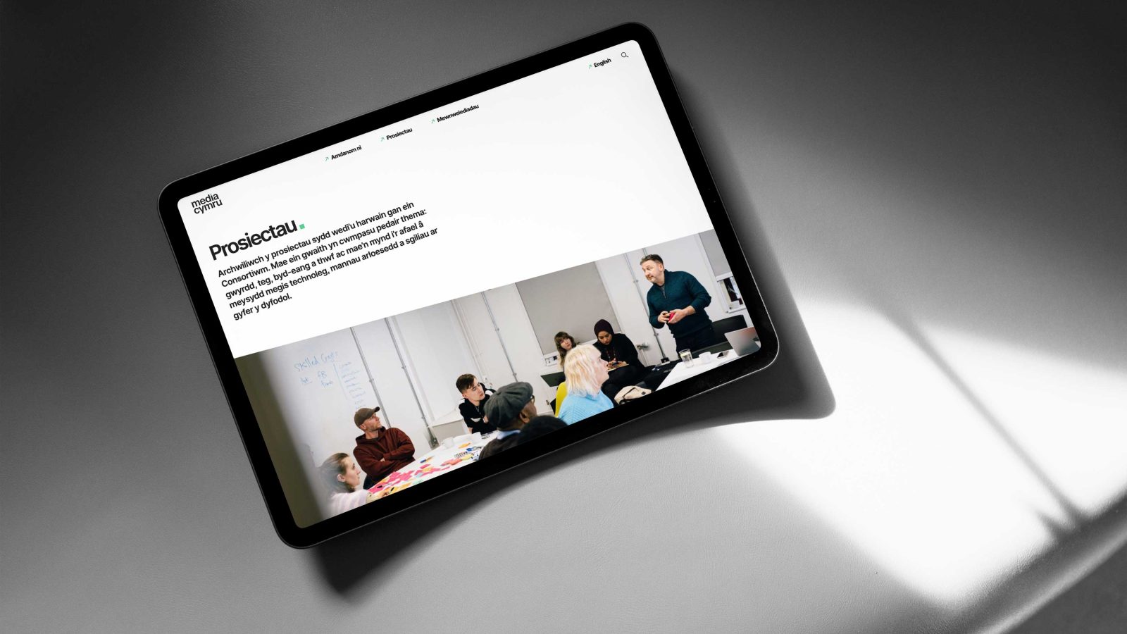 Media Cymru - Responsive website on a tablet