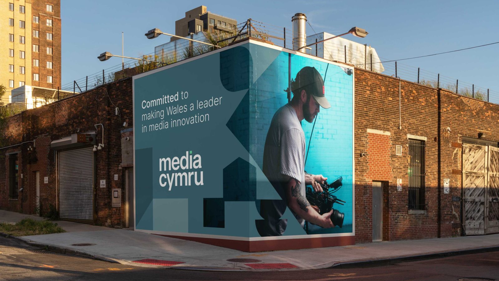 Media Cymru - corner billboard