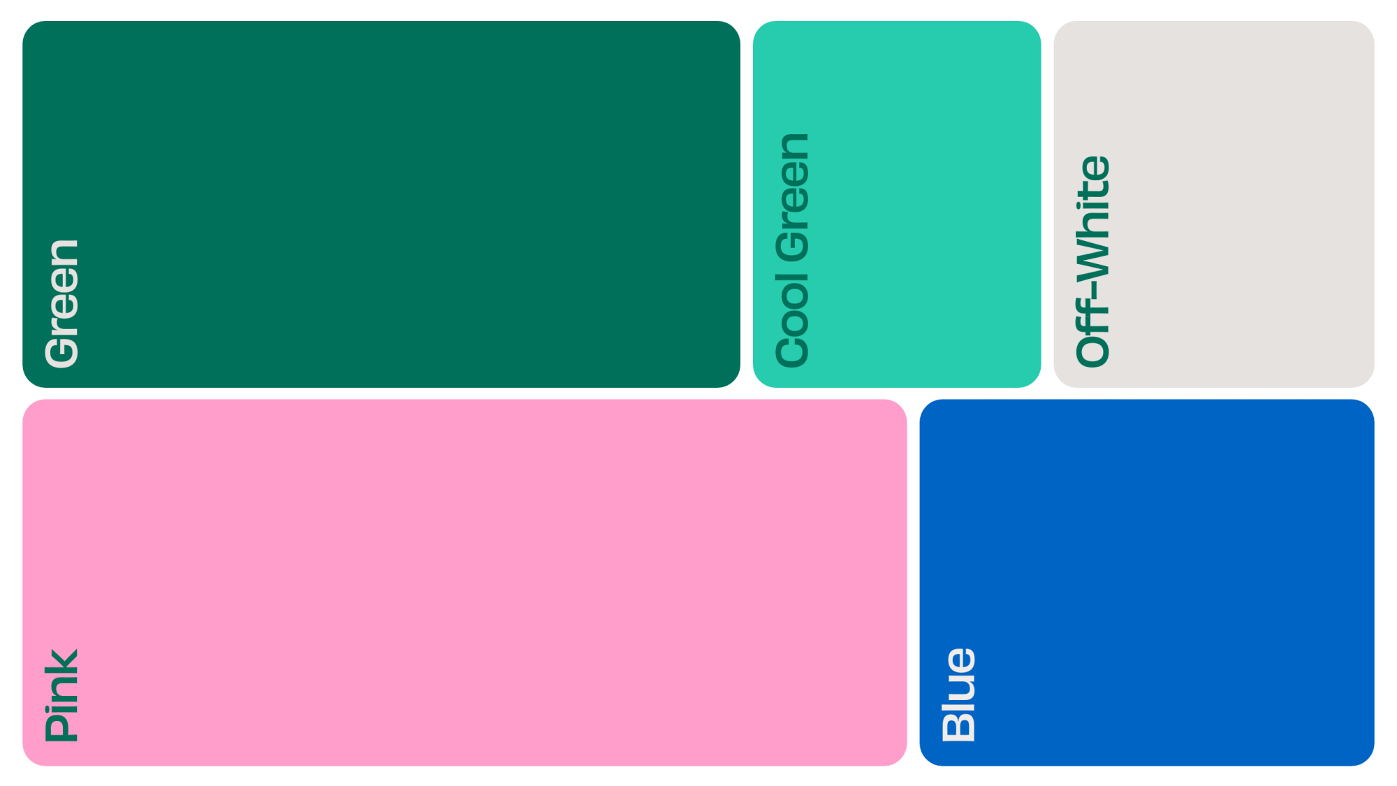 A set of Pikkle color blocks labeled: Green, Cool Green, Off-White, Pink, and Blue.